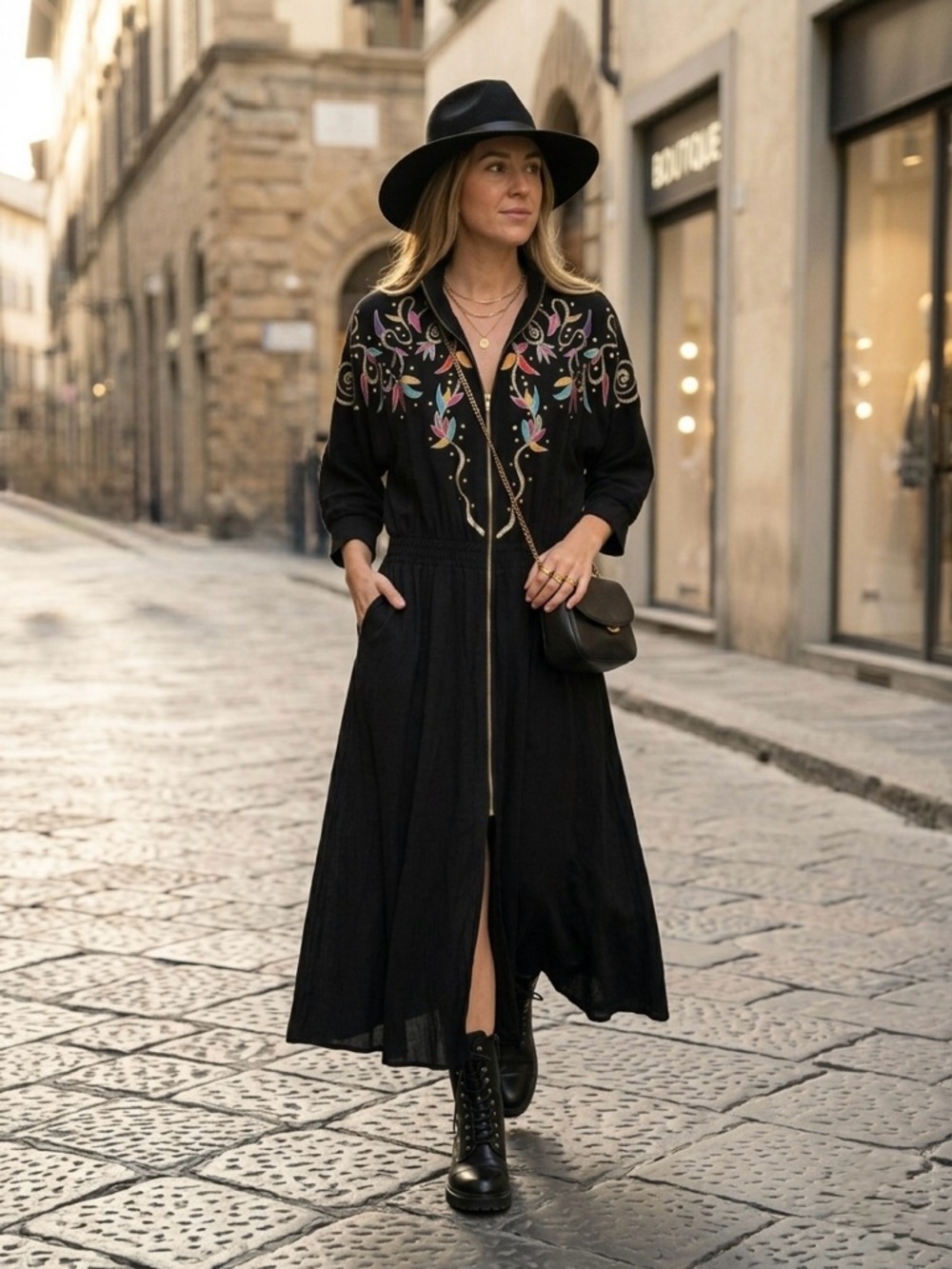 Vintage 80s Rafael Art Deco Hostess Gown Black Crinkle Gauze Zip Maxi Dress L